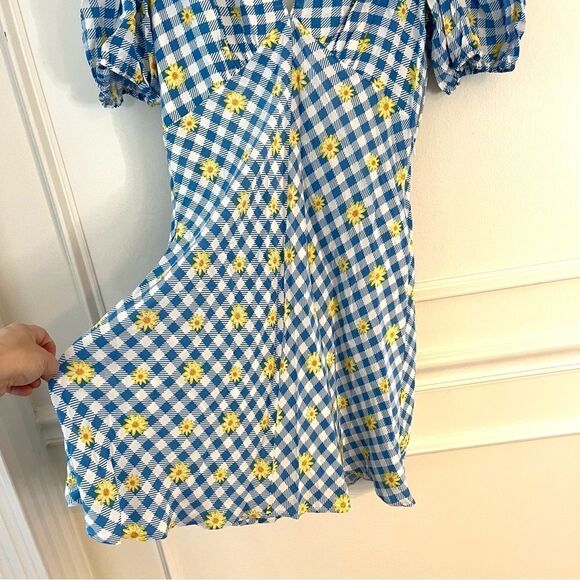 Staud Milla Print Mini Dress in Gingham Daisy Plaid Dress, Size 10 NWT - Picture 7 of 12